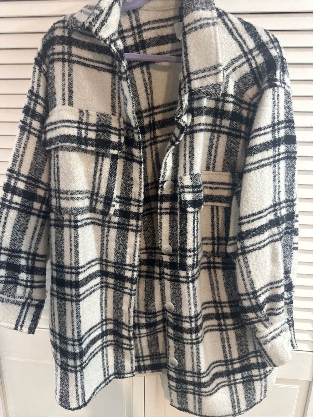 H&M Black and White Plaid Shacket